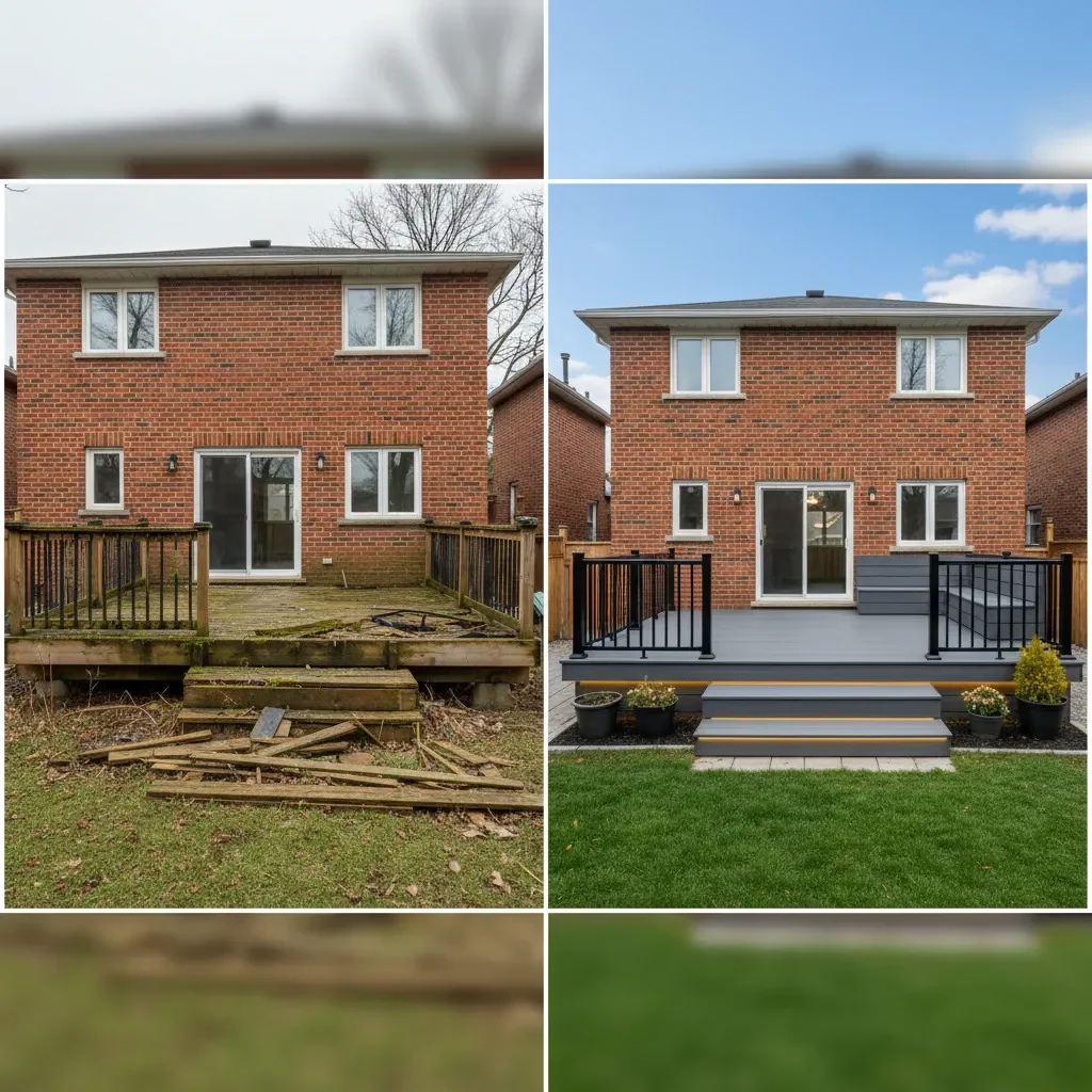 Deck builder transformation - before and after by Signature Landscaping Oshawa in Oshawa